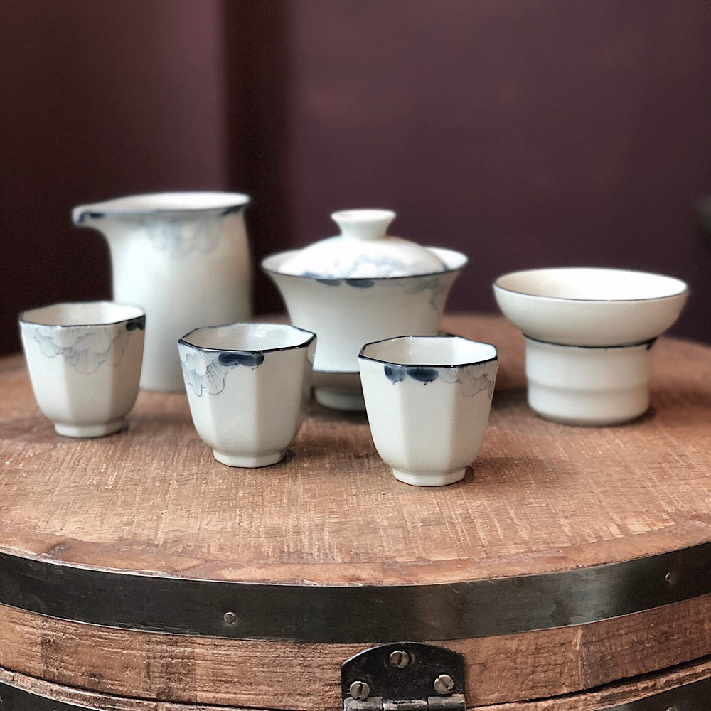 Porzellan Gaiwan Set in weiß