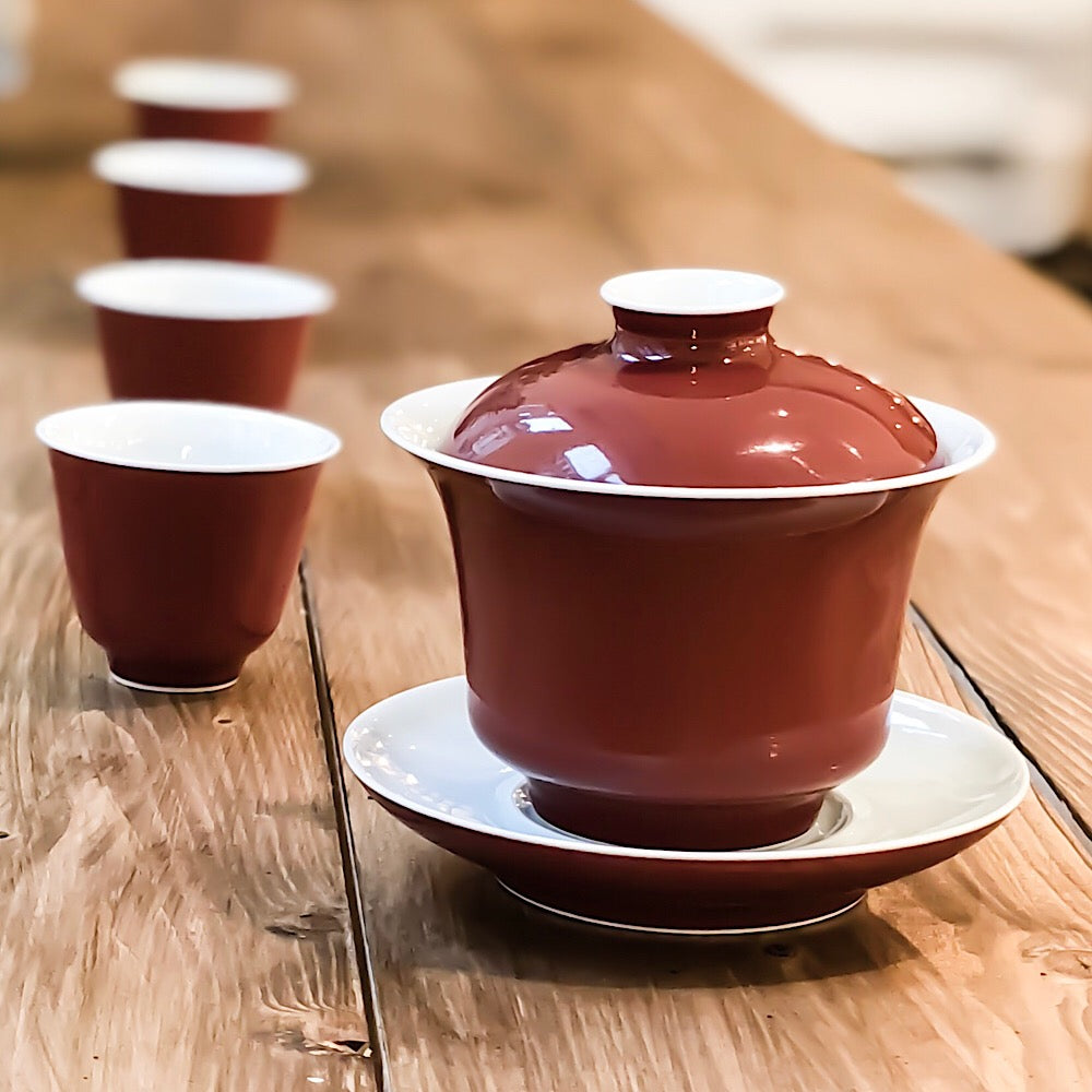 Porzellan Gaiwan Set rot