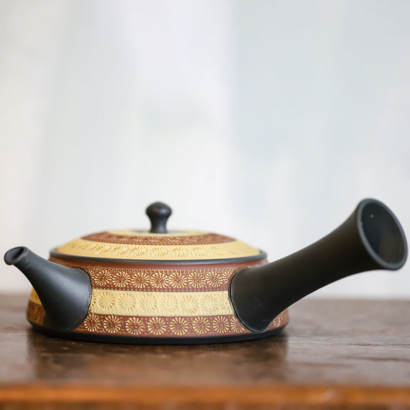 Japanische Kyusu von Teruyuki Isobe rot-gelb (225 ml)